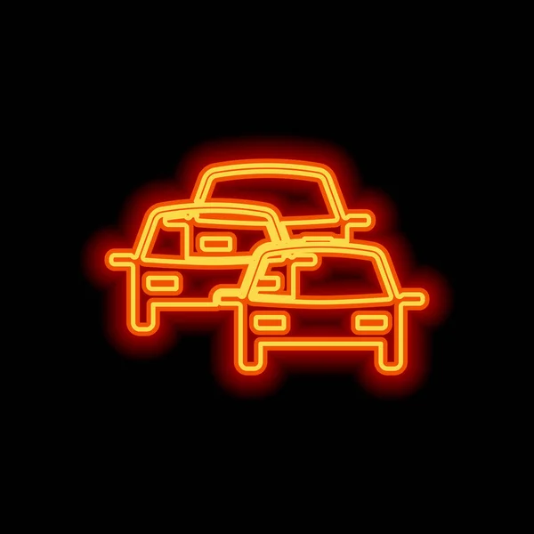 Traffic Jam Icon Orange Neon Stil Svart Bakgrund Ljus Ikonen — Stock vektor