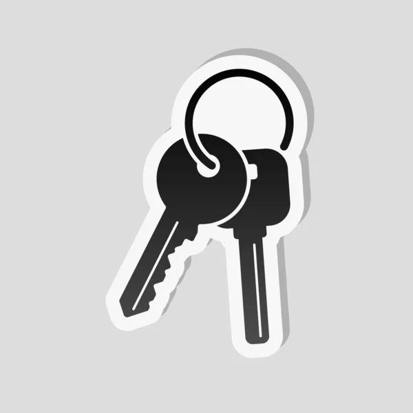 Llaves Icono Del Anillo Estilo Etiqueta Con Borde Blanco Sombra — Vector de stock