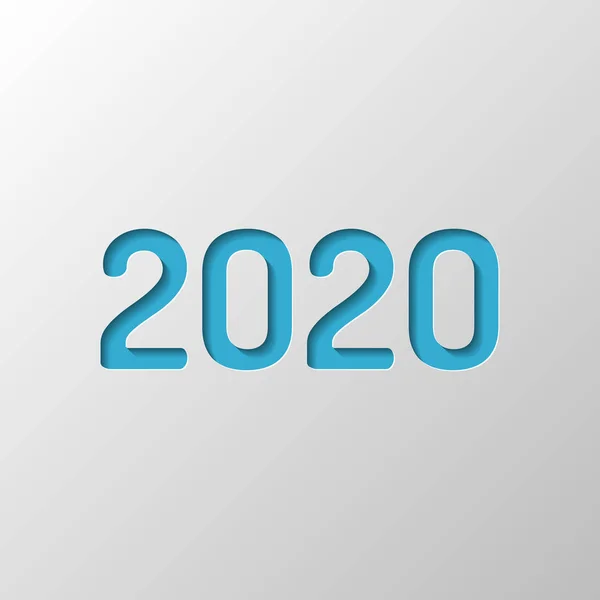 Icona Del Numero 2020 Felice Anno Nuovo Progettazione Della Carta — Vettoriale Stock