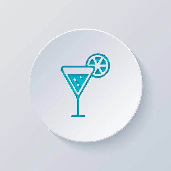 Cocktail Med Citron Skiva Ikon Skär Cirkel Med Grå Och — Stock vektor