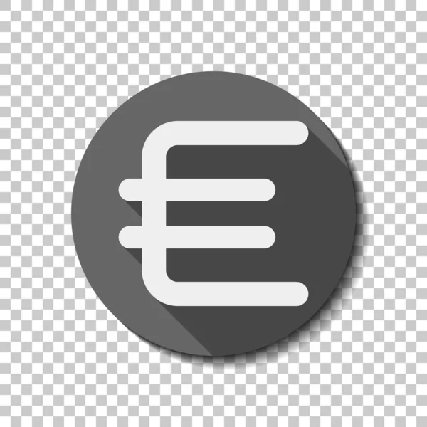 Σύμβολο Του Ευρώ Απλό Εικονίδιο Λευκή Επίπεδη Εικόνα Μεγάλη Σκιά — Διανυσματικό Αρχείο