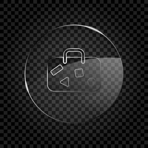 Reisetasche Gepäck Koffer Symbol Kreis Glasblase Auf Dunklem Transparentem Gitter — Stockvektor