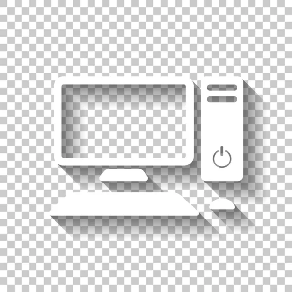 Computador Pessoal Unidade Sistema Monitor Teclado Mouse Ícone Branco Com —  Vetores de Stock