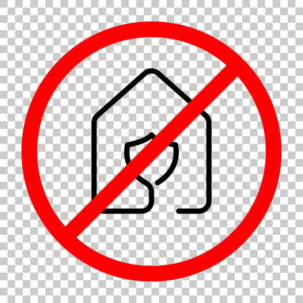 房子与保护图标 行样式 不允许 红色警告标志中的黑色对象 背景透明 — 图库矢量图片