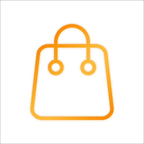 ショッピング バッグ アイコン 線形の細いアウトライン オレンジに白い背景の上の低照度で署名します — ストックベクタ