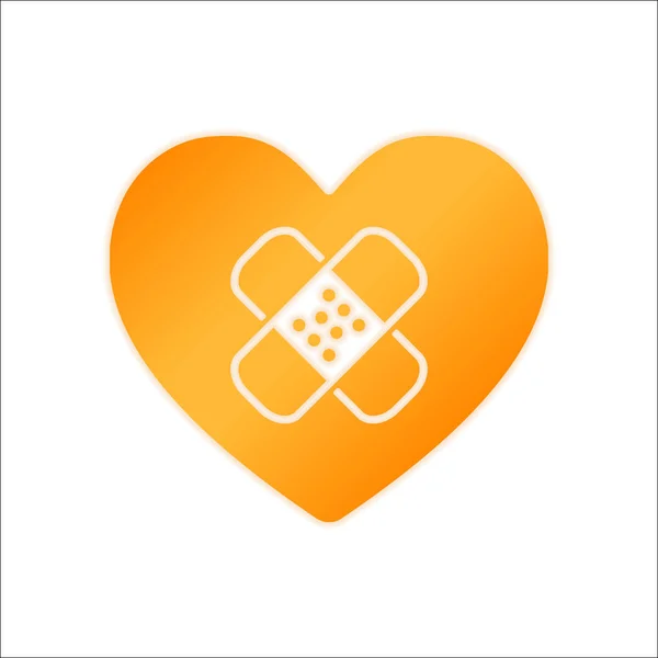 Broken Heart Patch Simple Single Icon Orange Sign Low Light — Stock Vector