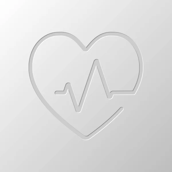 心脏和脉搏线 一行样式 带有薄轮廓的线性图标 纸张设计 切割的符号 — 图库矢量图片