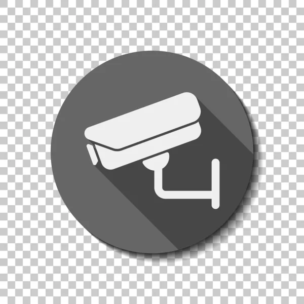 Überwachungskamera Technologie Ikone Weißes Flaches Symbol Mit Langem Schatten Kreis — Stockvektor