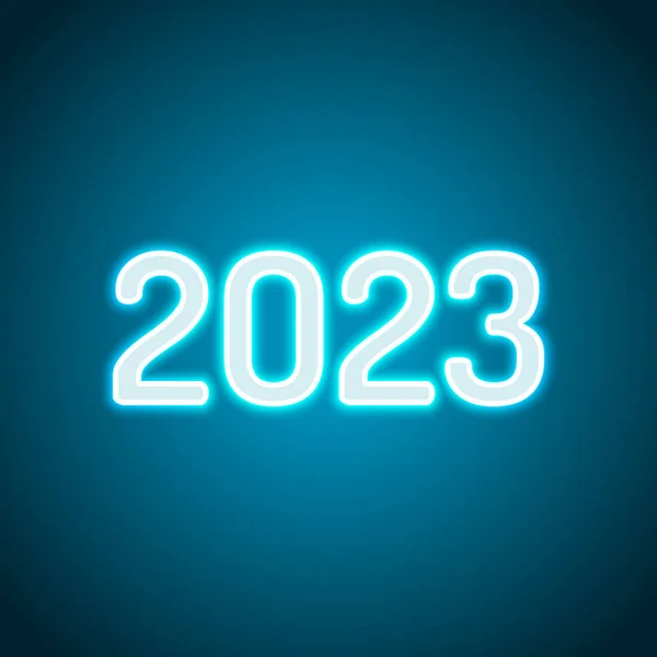 Иконка Номера 2023 Новым Годом Неоновый Стиль Значок Светлого Декора — стоковый вектор