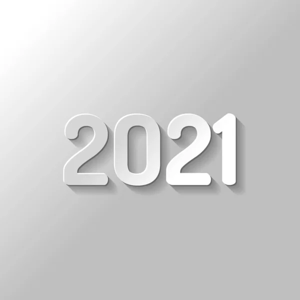 2021 数字アイコン 明けましておめでとう 灰色の背景に影を紙のスタイル — ストックベクタ
