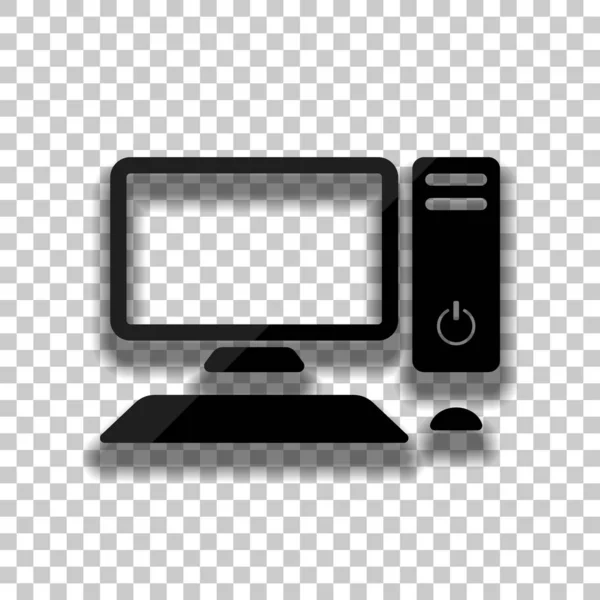 Osobní Počítač Systémová Jednotka Monitor Klávesnice Myš Černá Skleněná Ikonu — Stockový vektor