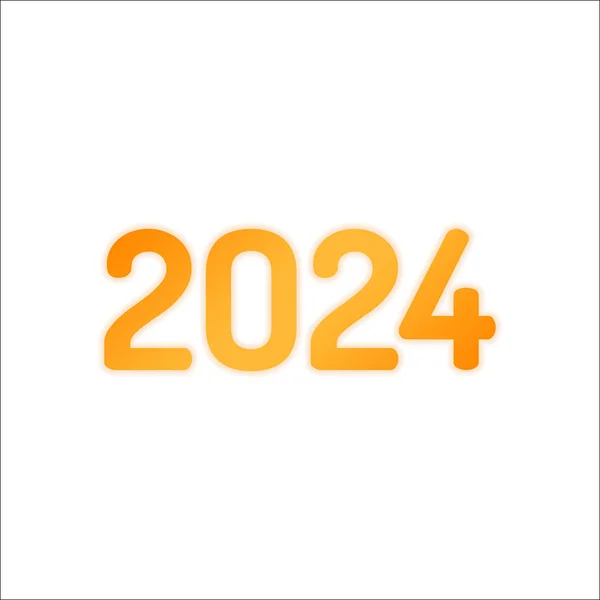 Icône Numéro 2024 Bonne Année Panneau Orange Avec Faible Luminosité — Image vectorielle