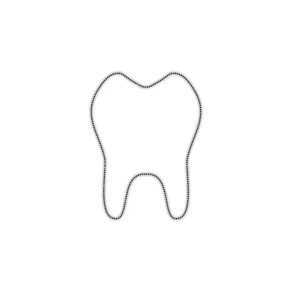 Diş Basit Simgesi Noktalı Anahat Siluet Gölge Beyaz Arka Plan — Stok Vektör