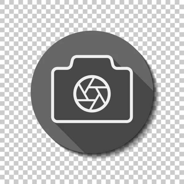 Photo Camera Shutter Linear Symbol Thin Outline Simple Icon White — Stock Vector