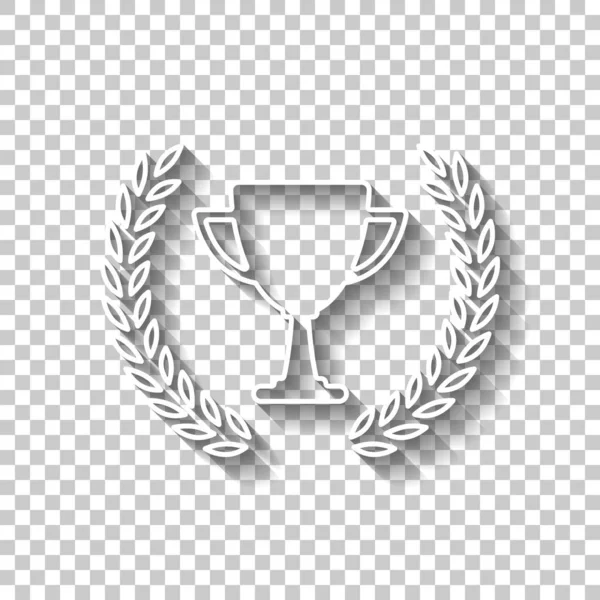 Copa Campeones Con Corona Laurel Icono Simple Señal Contorno Blanco — Vector de stock