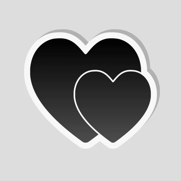 Hearts Basit Simgesi Etiket Tarzı Ile Beyaz Gri Arka Plan — Stok Vektör