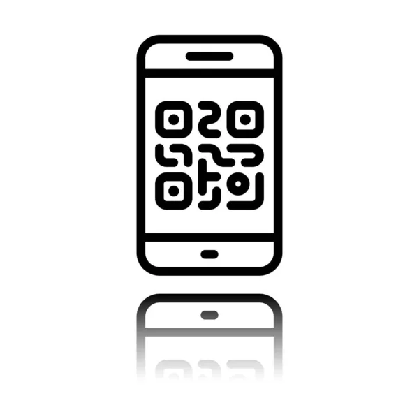 Code Scanning Cell Phone Technology Outline Icon Black Icon Mirror — Stock Vector
