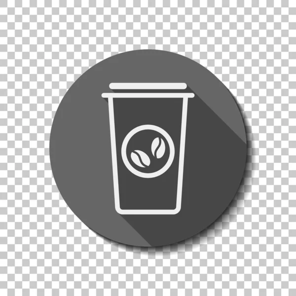 咖啡杯 咖啡去 简单的线性图标 薄薄的轮廓 平面图标 长阴影 透明网格 徽章或贴纸样式 — 图库矢量图片