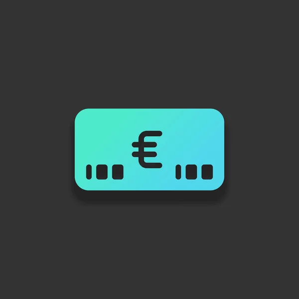 Peníze Voutcher Ikonu Karty Euro Barevné Logo Koncept Měkký Stín — Stockový vektor