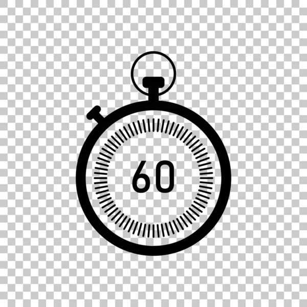 Cronometro Semplice Icona Simbolo Nero Sfondo Trasparente — Vettoriale Stock