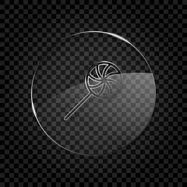Icône Bonbons Icône Cercle Bulle Verre Sur Grille Transparente Sombre — Image vectorielle