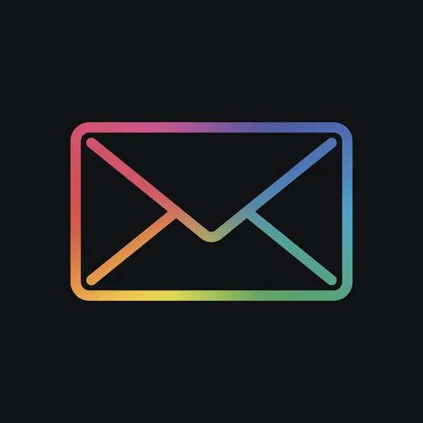 Mail Schließen Symbol Regenbogenfarbe Und Dunkler Hintergrund — Stockvektor