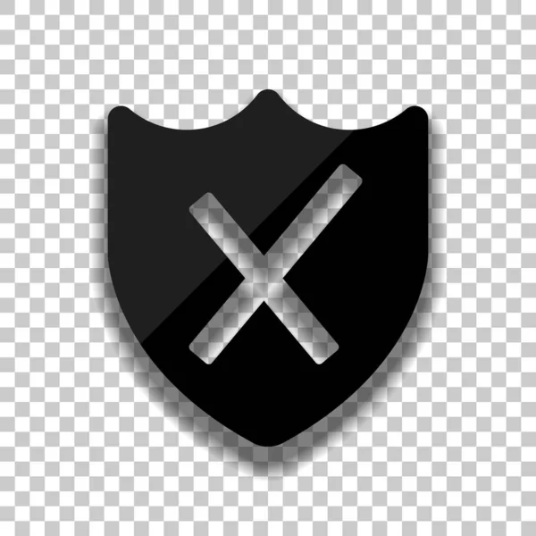 Protección Rota Icono Simple Icono Vidrio Negro Con Sombra Suave — Archivo Imágenes Vectoriales