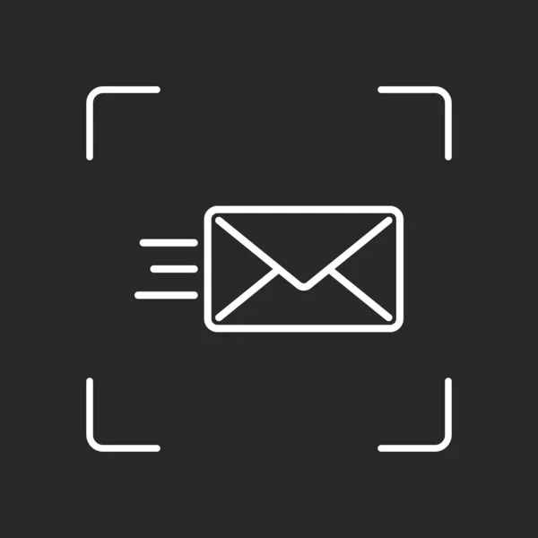 Küldjön Mail Ikonra Sms Vonal Fehér Objektumok Kamera Autofókusz Sötét — Stock Vector