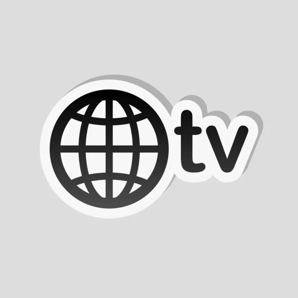 Dominio Media Televisione Globo Stile Adesivo Con Bordo Bianco Ombra — Vettoriale Stock