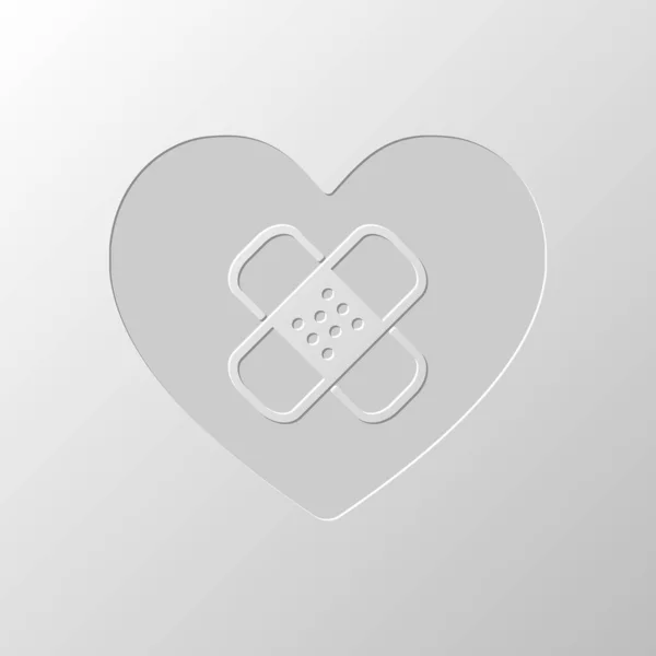 Broken Heart Patch Simple Single Icon Paper Design Cutted Symbol — Stock Vector