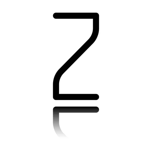 Número Numeral Dos Icono Negro Con Reflejo Espejo Sobre Fondo — Vector de stock