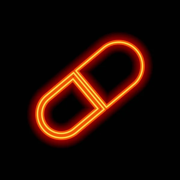 Tablet Symbol Orangefarbener Neonstil Auf Schwarzem Hintergrund Lichtzeichen — Stockvektor