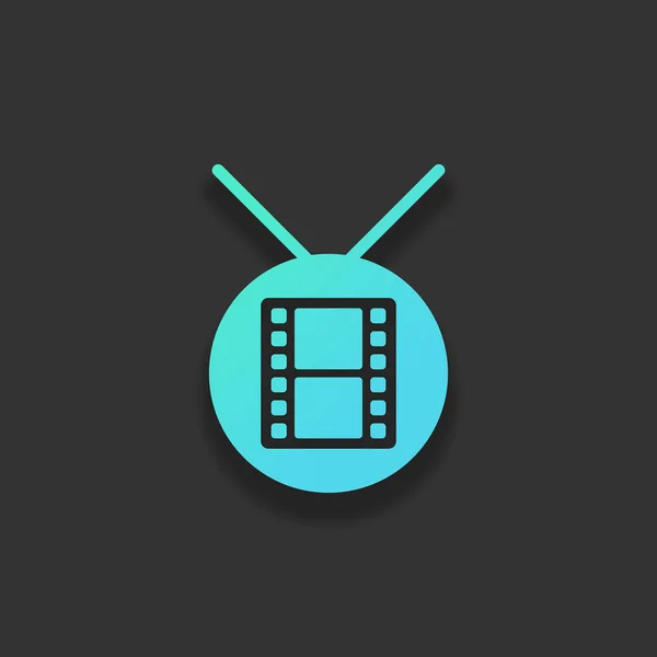 Круглий Телевізор Піктограмою Фільму Барвиста Концепція Логотипу Якою Тіні Темному — стоковий вектор
