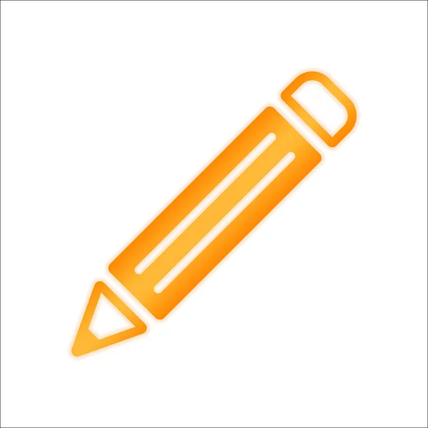 Μολύβι Απλό Σύμβολο Πορτοκαλί Σημάδι Χαμηλό Φωτισμό Λευκό Φόντο — Διανυσματικό Αρχείο