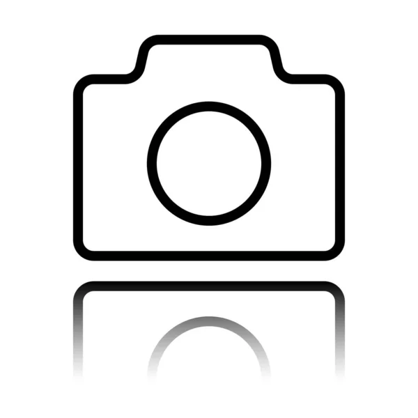 Fényképezőgép Lineáris Szimbólum Vékony Körvonalú Egyszerű Ikonra Tükörképe Fehér Alapon — Stock Vector