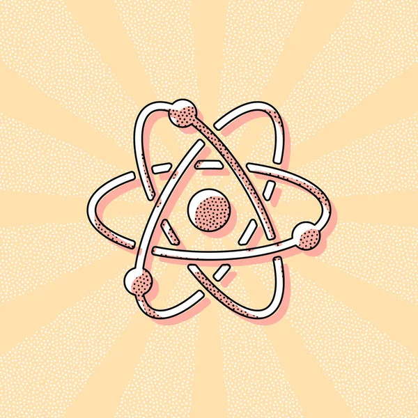 Vědecké Atom Symbol Jednoduchý Ikona Vintage Retro Typografie Ofsetový Tisk — Stockový vektor