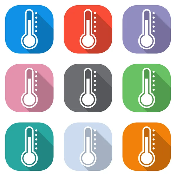 Simple Thermometer Icon Set White Icons Colored Squares Applications Seamless — Stock Vector