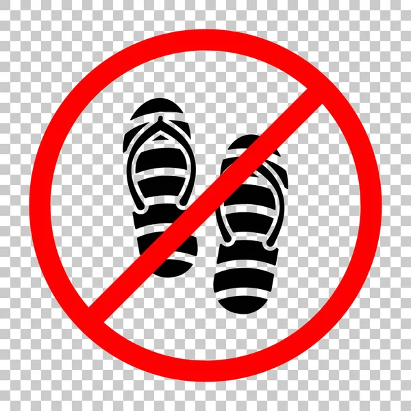 Beach Slippers Flip Flops Icon Allowed Black Object Red Warning — Stock Vector