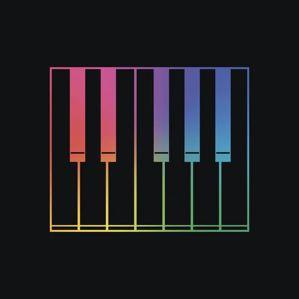 Semplice Icona Del Pianoforte Colore Arcobaleno Sfondo Scuro — Vettoriale Stock