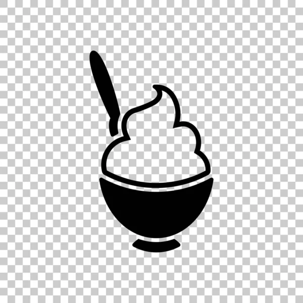 Helado Gachas Icono Del Tazón Icono Negro Sobre Fondo Transparente — Archivo Imágenes Vectoriales