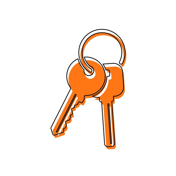 Ключи Иконке Кольца Изолированная Иконка Состоящая Черно Тонкого Контура Оранжевого — стоковый вектор