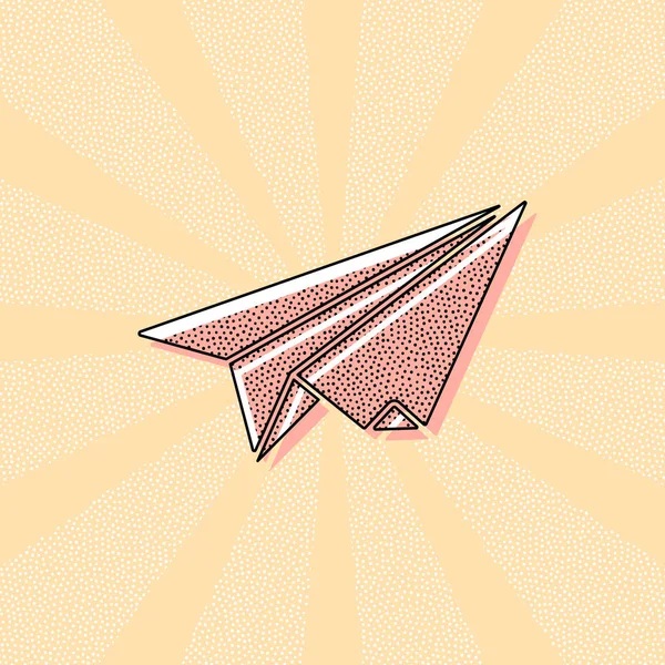 Papírové Letadlo Origami Kluzák Vintage Retro Typografie Ofsetový Tisk Tečky — Stockový vektor