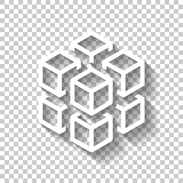 Cubo Con Ocho Bloques Icono Rubik Trozos Hielo Icono Blanco Ilustración De Stock