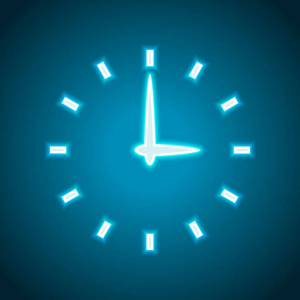 Simple Icon Clock Neon Style Light Decoration Icon Bright Electric — Stock Vector