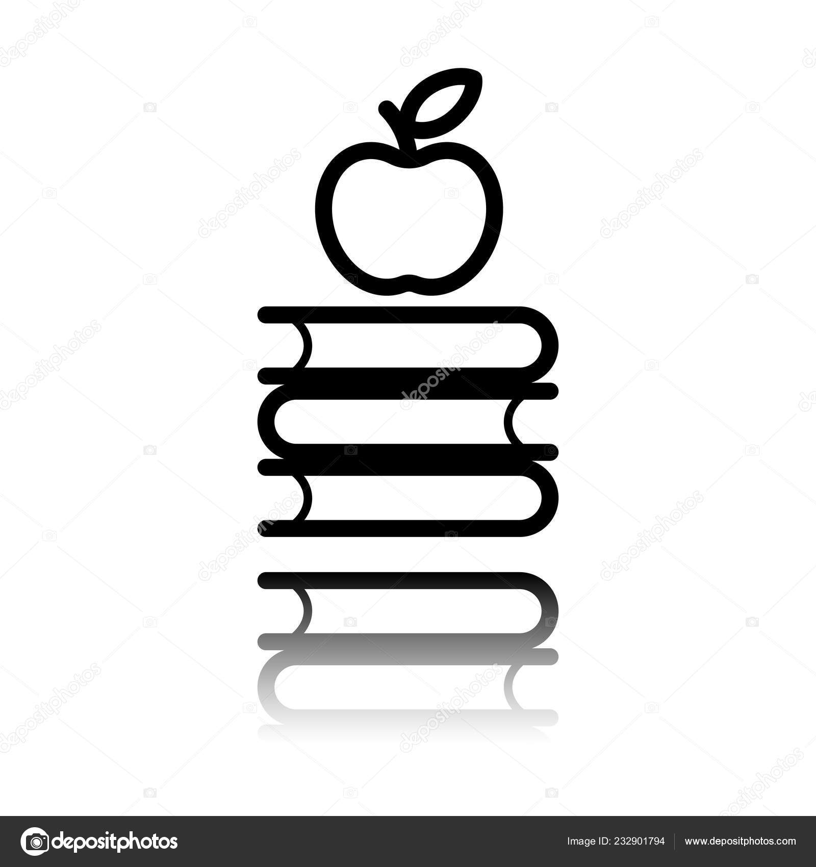 Ícone Maçã Livros Logotipo Conhecimento Ícone Preto Com Reflexo Espelho  Vetor de ©fokas.pokas 232901794, image size:1600x1700