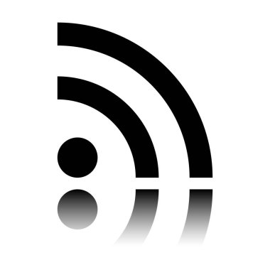 RSS simgesi. Siyah beyaz arka plan ayna yansıması simgesiyle