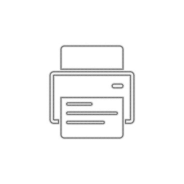 Yazıcı ve kağıt. Noktalı anahat siluet gölge beyaz arka plan üzerinde