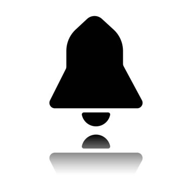 siyah zil simgesini. Siyah beyaz arka plan ayna yansıması simgesiyle