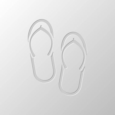 Plaj terlikleri. Flip flop simgesi. Kağıt tasarımı. Düzenlenen sembolü. Çekirdeksiz stili