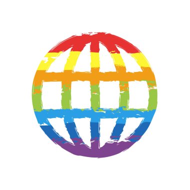 Basit simge. Doğrusal. Çizim işaretiyle Lgbt stil, gökkuşağı (kırmızı, turuncu, sarı, yeşil, mavi, Indigo, menekşe, yedi renk